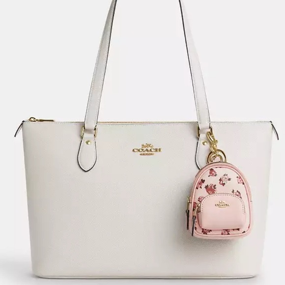 Coach NWT Mini Court Backpack Bag Charm With Rosette Print - Picture 2 of 12